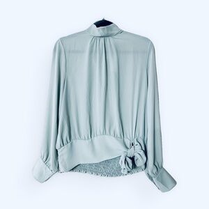 Ann Taylor Soft Green Blouse with Bow Detail
